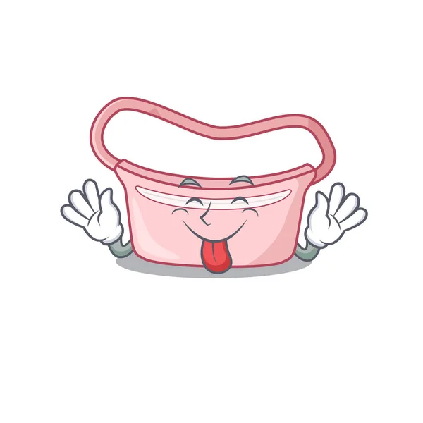 Funny women waist bag cartoon design with tongue out face — Stock Vector