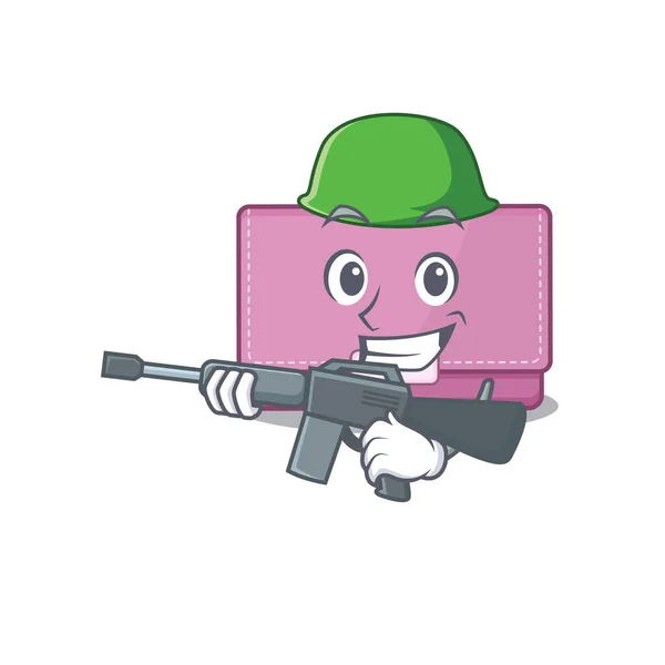 Ein Cartoon-Bild von Armee-Frauen Brieftasche mit Maschinengewehr — Stockvektor