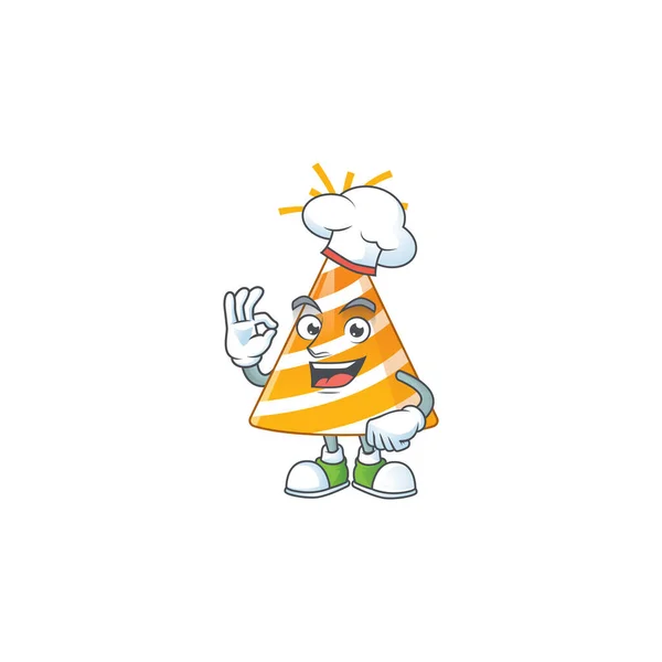 Amarelo festa chapéu chef desenho conceito orgulhosamente vestindo chapéu branco — Vetor de Stock