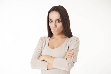 Young serious angry woman portrait  clipart