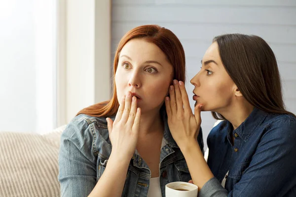 Mujer diciendo secreto a su amigo —  Fotos de Stock