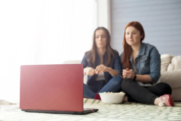 Female  friends looking at a computer — Stock Photo, Image