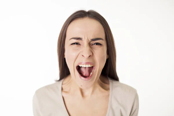 Young pretty girl shouting — Stock Photo, Image