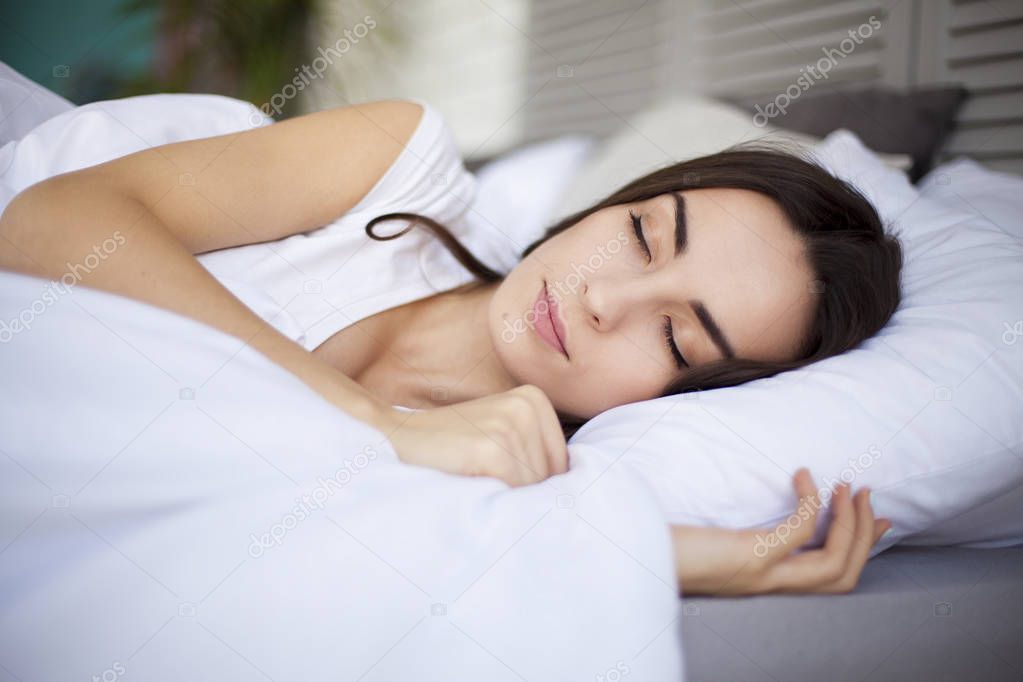 beautiful woman with closed eyes