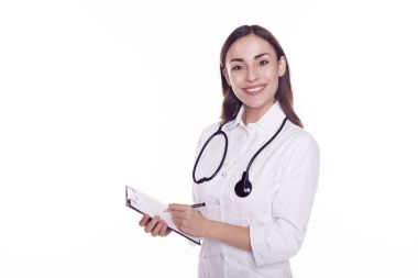 Yapılacaklar listesi ile genç doktor 