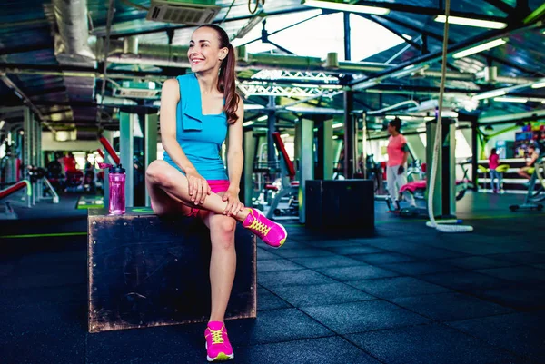 Woman with water after training — Stock Photo, Image