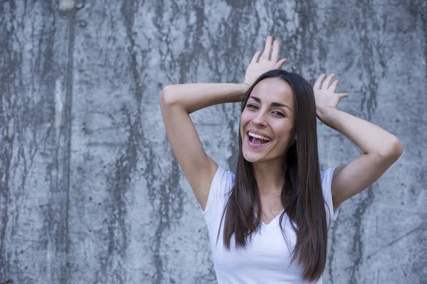 Feliz sorrindo mulher sorrindo — Fotografia de Stock