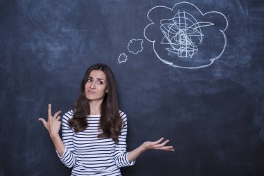 Konuşma balonu ile karışık güzel kadın