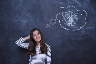 Konuşma balonu ile karışık güzel kadın