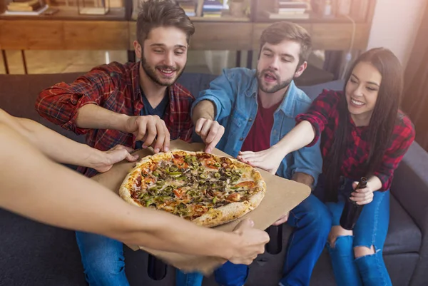 people eating pizza