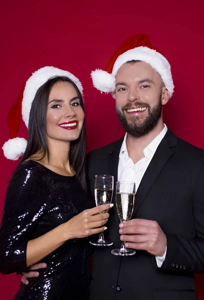 Que Tengas Buen Año Nuevo Navidad Alegre Hermosa Sonriente Pareja — Foto de Stock