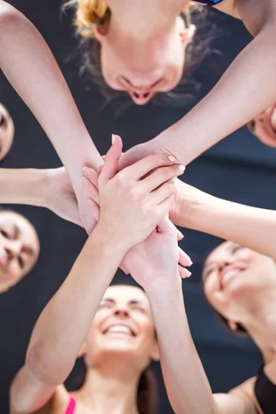 Super Lavoro Squadra Gruppo Multirazziale Amici Con Mani Pila — Foto Stock