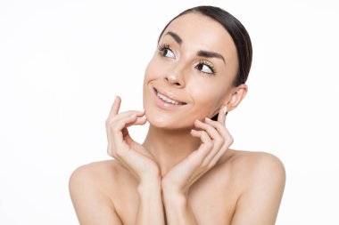 Güzel bir kadın portresi. Güzellik ve Spa. Cilt Bakımı kavramı