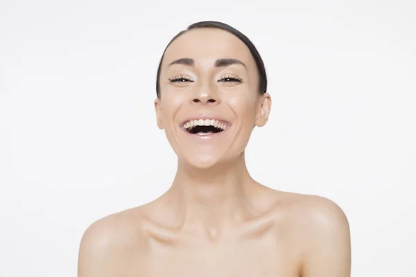 Porträt Einer Schönen Frau Schönheit Und Wellness Konzept Der Hautpflege — Stockfoto