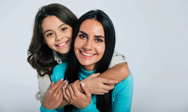 Happy Mother Daughter Hugging Smiling — Stock Photo, Image