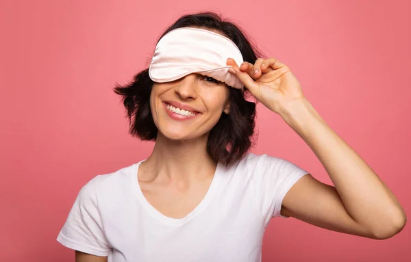 Auto Cuidado Retrato Una Chica Feliz Con Sonrisa Radiante Que — Foto de Stock