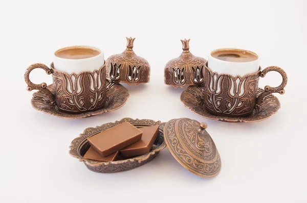 Turecká káva a čokoláda — Stock fotografie