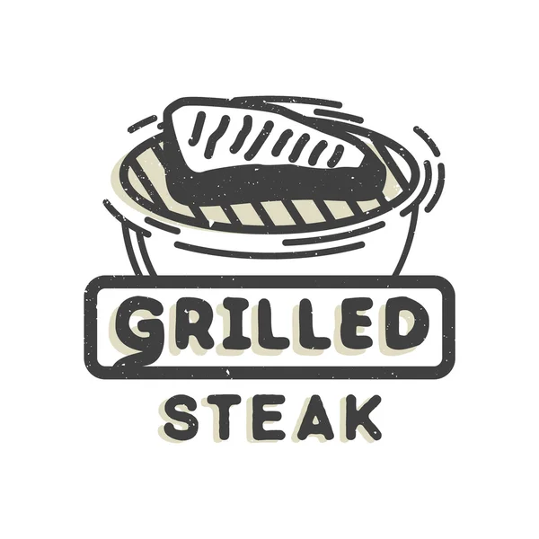 Diseño de logotipo creativo con filete a la parrilla. Ilustración vectorial . — Archivo Imágenes Vectoriales