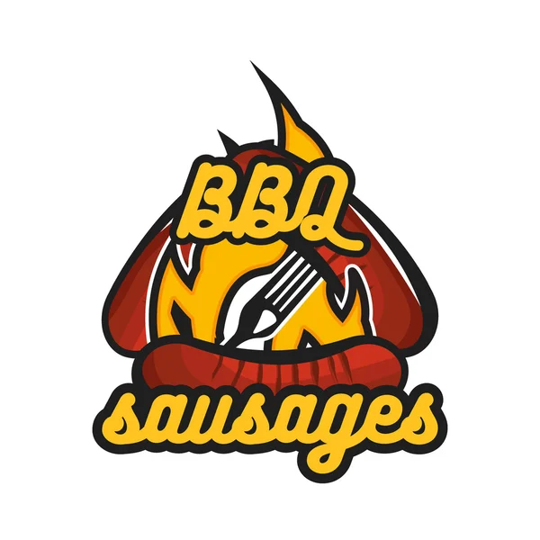 Design de logotipo criativo com salsichas de churrasco. Ilustração vetorial . — Vetor de Stock