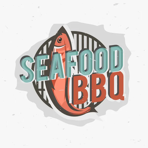 Diseño de logotipo creativo con pescado a la parrilla. Ilustración vectorial . — Archivo Imágenes Vectoriales