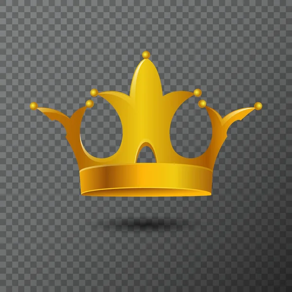 Vektorillustration med gyllene krona ikonen isolerad på bakgrunden. Volym royalty diadem skapad av lutning. Glänsande realistiska juvel används för en logotyp, etikett, certifikat eller diplom skapelser. — Stock vektor
