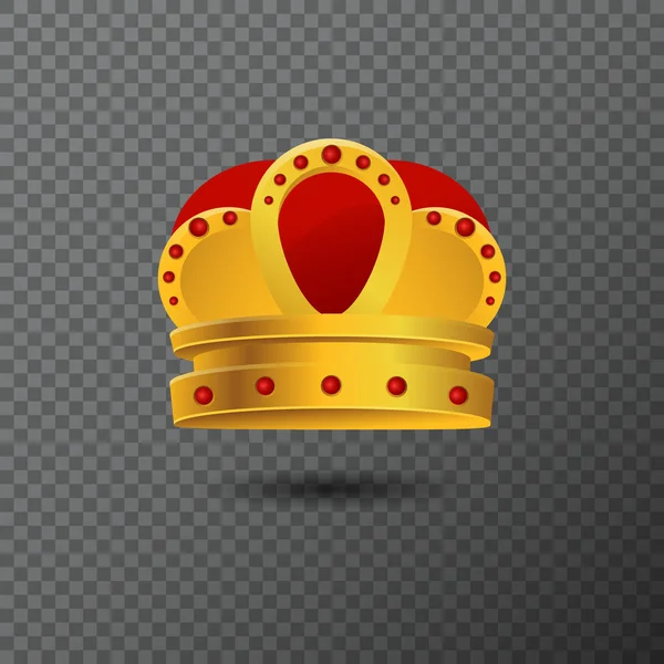 Icona corona d'oro con pietre rosse. Illustrazione vettore di lusso. Diadema realistico creato dal gradiente. Gioiello realistico lucido utilizzato per creazioni di logo, etichetta, certificato o diploma . — Vettoriale Stock