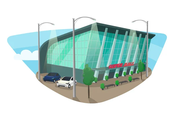 Bâtiment de centre commercial ou de supermarché — Image vectorielle