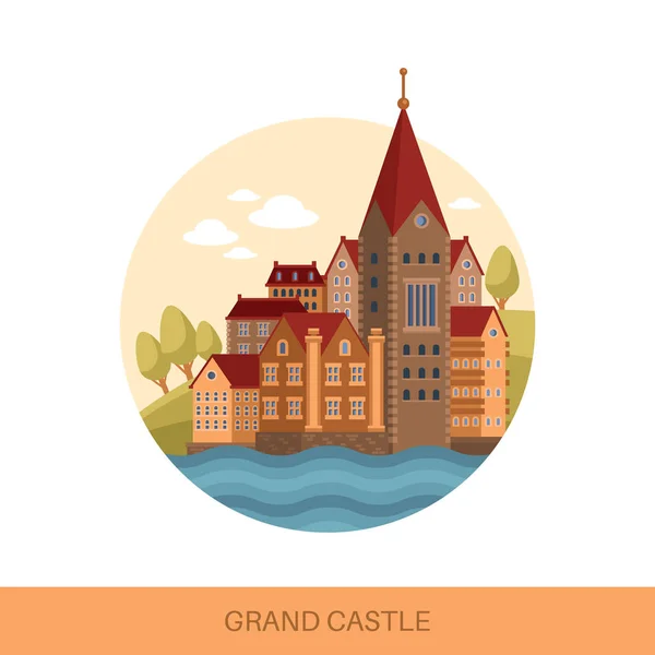 Cartoon kasteel of vesting buiten beeld. — Stockvector