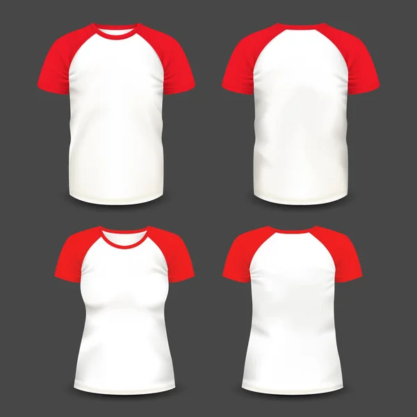 Camisetas volumétricas realistas manga corta raglán — Vector de stock