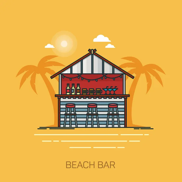 Bar à la plage de la mer ou cabane pour l'alcool au bord de la mer — Image vectorielle