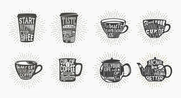 Xícara de chá e chaleira, manga de café ou caneca . — Vetor de Stock