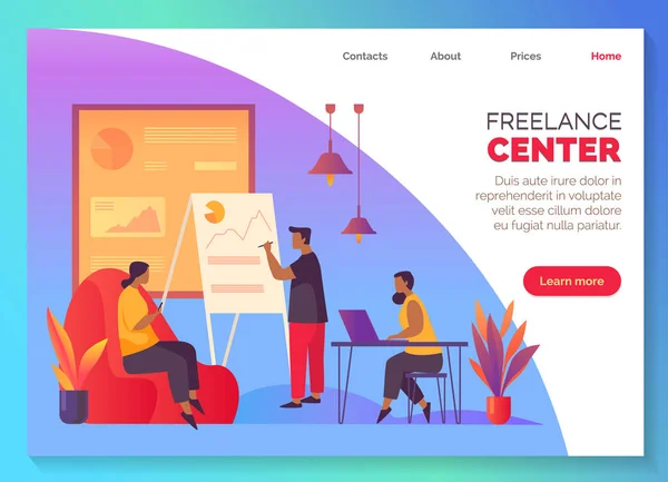 Centro di coworking, ufficio di lavoro freelance — Vettoriale Stock