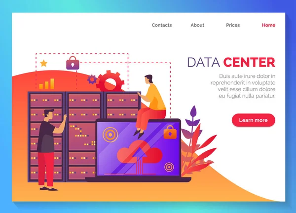Centrum danych, sieć przechowywania informacji w bazie danych — Wektor stockowy