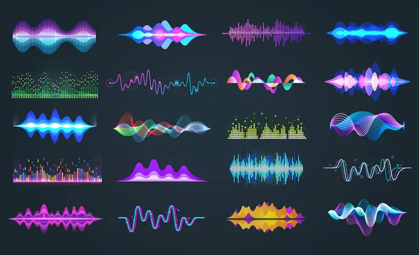 Conjunto de ecualizador de audio aislado o frecuencia de voz — Archivo Imágenes Vectoriales