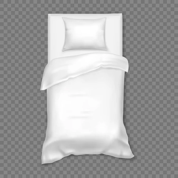 Cama blanca individual blanca para una persona dormir — Archivo Imágenes Vectoriales