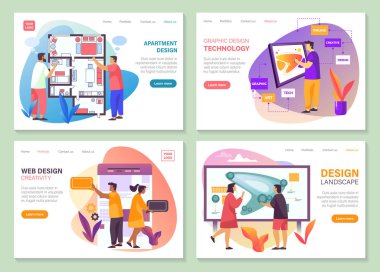 Grafik ve ev tasarımı web sitesi afişleri