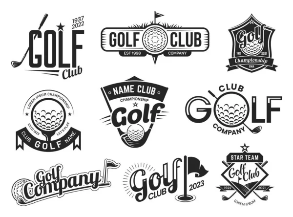 Etiquetas de clubes deportivos de golf, signos de campeonato de equipo — Vector de stock