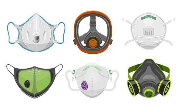 Set de respirator cu gaz izolat, masca de fata a medicului — Vector de stoc