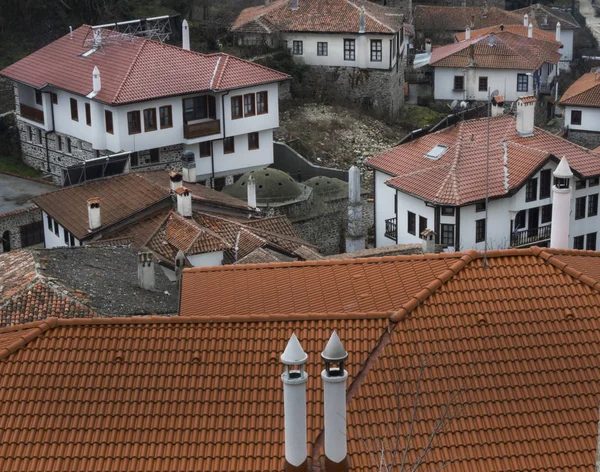 Taškové střechy staré město Melnik Bulharsko — Stock fotografie