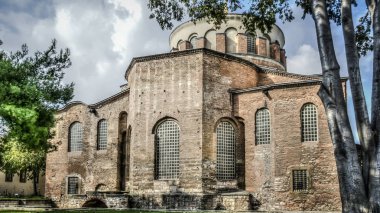 Istanbul, Türkiye - 23 Haziran 2015: Ayasofya Irene Ortodoks Kilisesi. Bu yerler Istanbul, Türkiye'de Bizans tapınaklar korunur.