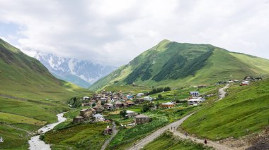 Ushguli, Gürcistan - 2 Ağustos 2015: Ushguli Köyü, üst Svaneti, Georgia, Europe
