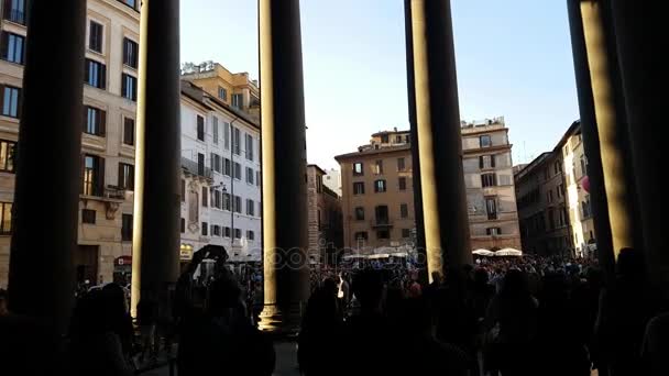 Rome Italy March 2017 Tourists Pantheon Church Piazza Della Rotonda — Stock Video