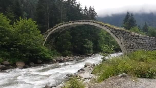 Camlihemsin Rize Türkiye Temmuz 2017 Tarihi Osmanlı Köprüsü Taskopru Senyuva — Stok video