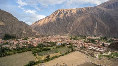 Sahne antik Inca şehir Ollantaytambo., Peru, Güney Amerika