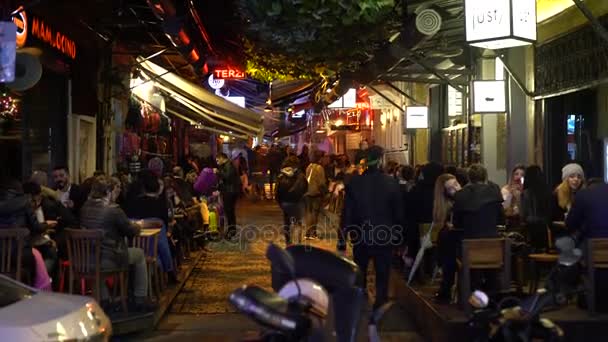 Besiktas Istanbul December 2017 People Sitting Cafes Very Popular Besiktas — Stock Video