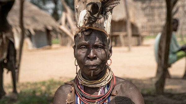 Portrait of unidentified Karo tribe woman, Colcho, Omo Valley, Ethiopia.