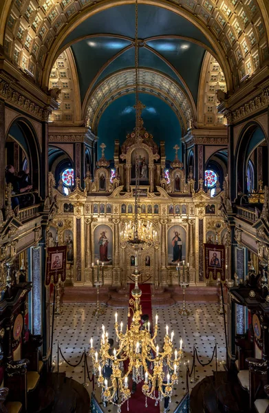 Interiørdetaljer fra den bulgarske Sveti Stefan St. Stephen-kirken, en ortodoks kirke i Balat, istanbul, Tyrkia – stockfoto