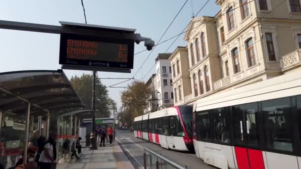 Istambul Turquia Outubro 2019 Estação Bonde Sultanahmet Metrô Leve Com — Vídeo de Stock