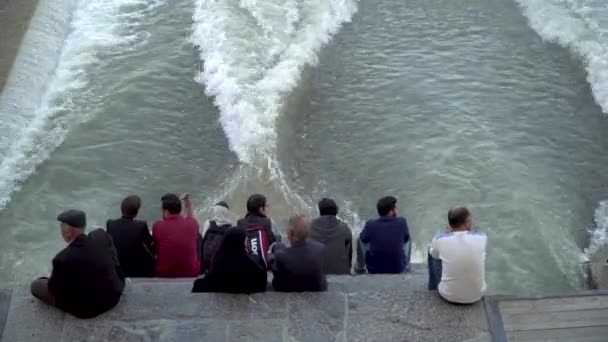 Isfahan Iran May 2019 Iranian People Passing Time Khaju Bridge — Stock Video