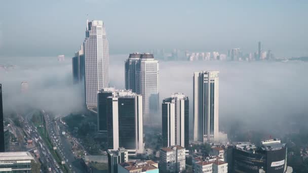 Istanbul Turecko Duben 2019 Timelapse Levent Financial District Fog — Stock video